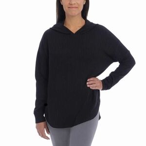 CHASER True Black Hooded Waffle Knit Pullover